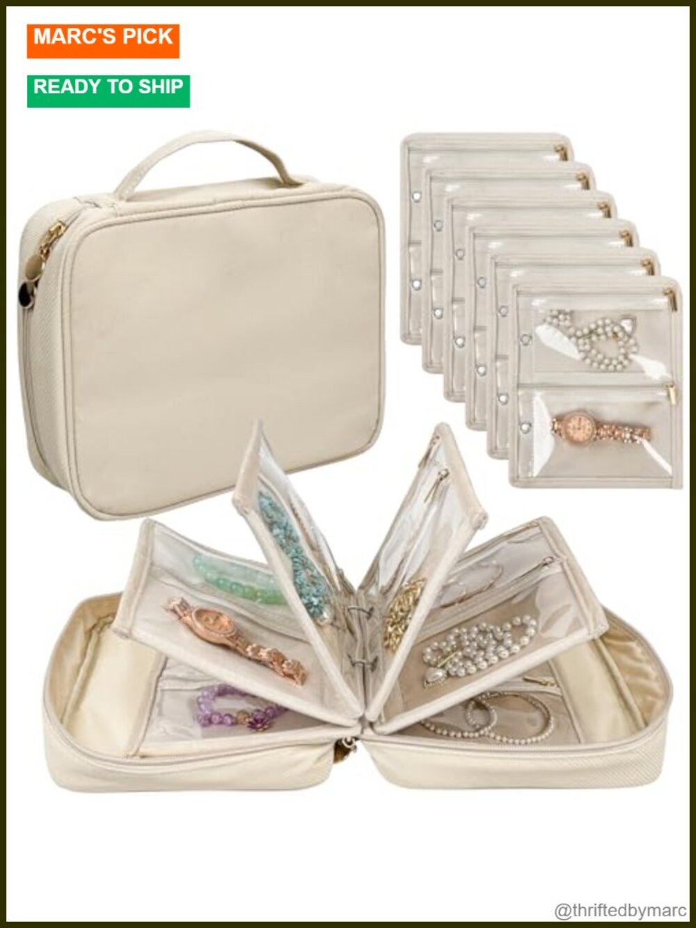 Travel Jewelry Organizer Case Nylon Binder 24 Velvet Pouches Tangle-Free